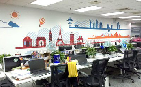 上林教你设计办公室墙绘的方法。